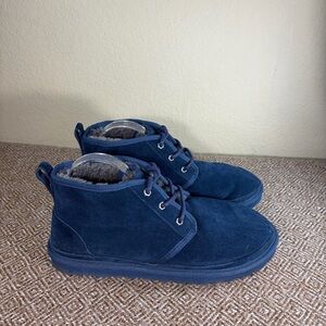 UGG MEN'S NEUMEL SUEDE SHEARLING LINED CHUKKA BOOTS NAVY SZ 11 CASUAL COZY EUC